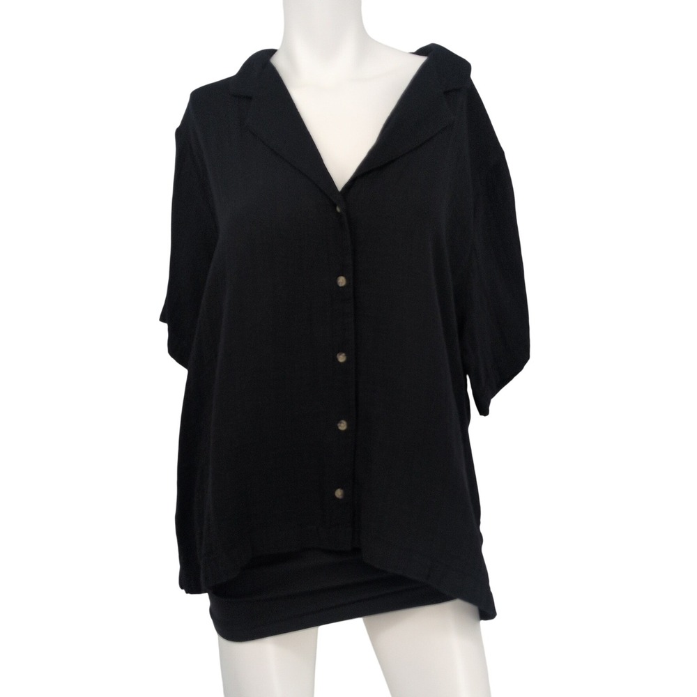 Old Navy Oversized Gauze Button Up Shirt Coastal Resort Minimalist Casual XLarge